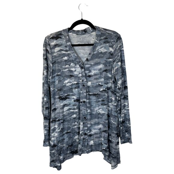 LOGO Lori Goldstein Abstract Camo Soft Cardigan Size Medium - Picture 1 of 6